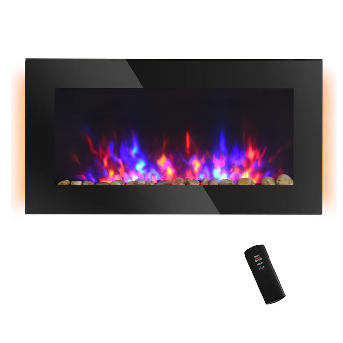 Electric Wall-Mounted Fireplace with Flame Effect