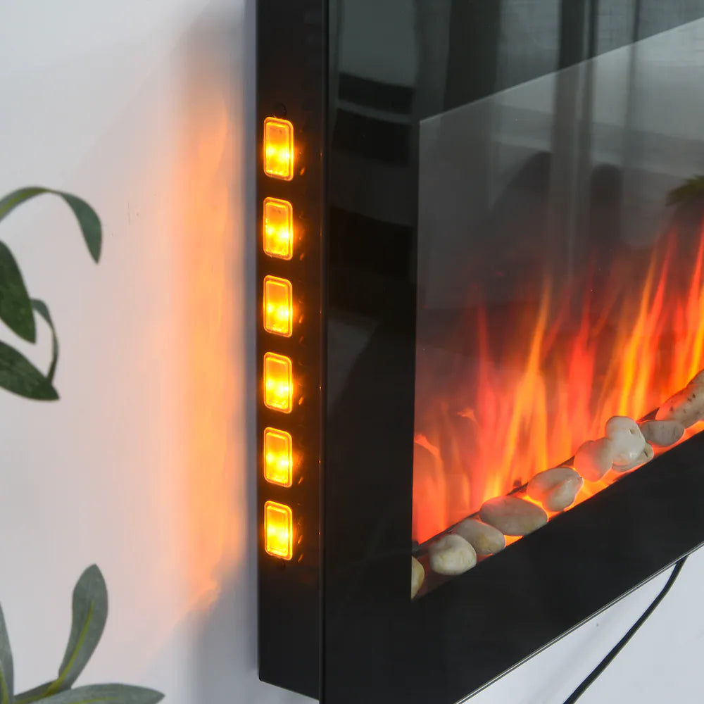 Electric Wall-Mounted Fireplace with Flame Effect