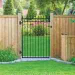 Nuvo Iron 3.75" x 5.67' Tiger Eye Profile Iron Center Point Fence Gate Black