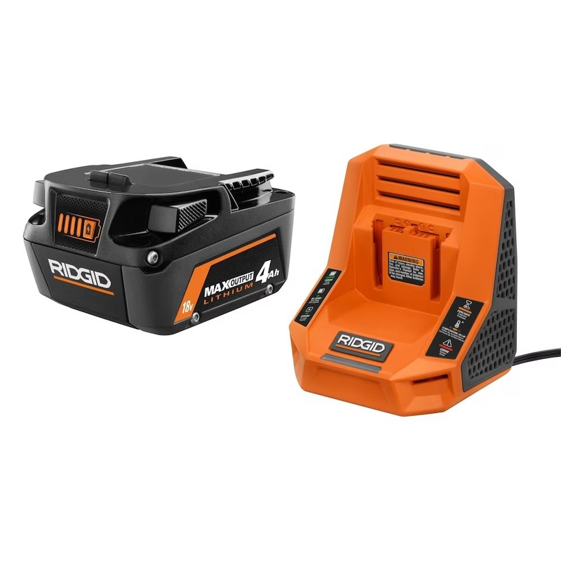 RIDGID 18V MAX Output Lithium-Ion 4.0 Ah Battery and Rapid Charger kit