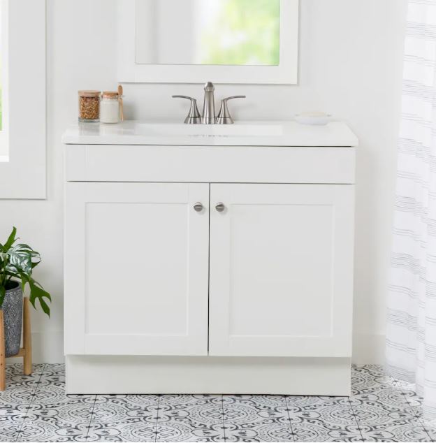 Glacier Bay Addison 36-inch W Bathroom Vanity in White With Sink
