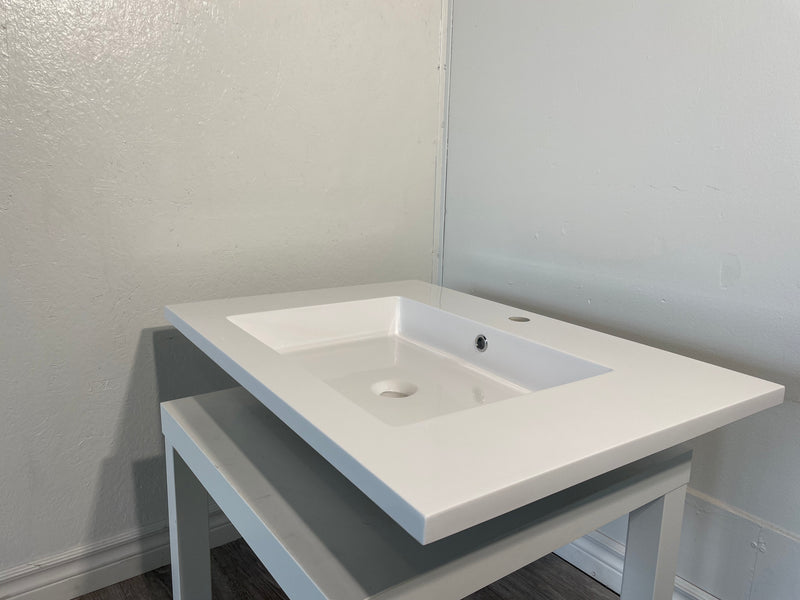 White Drop-in Top Bathroom Sink