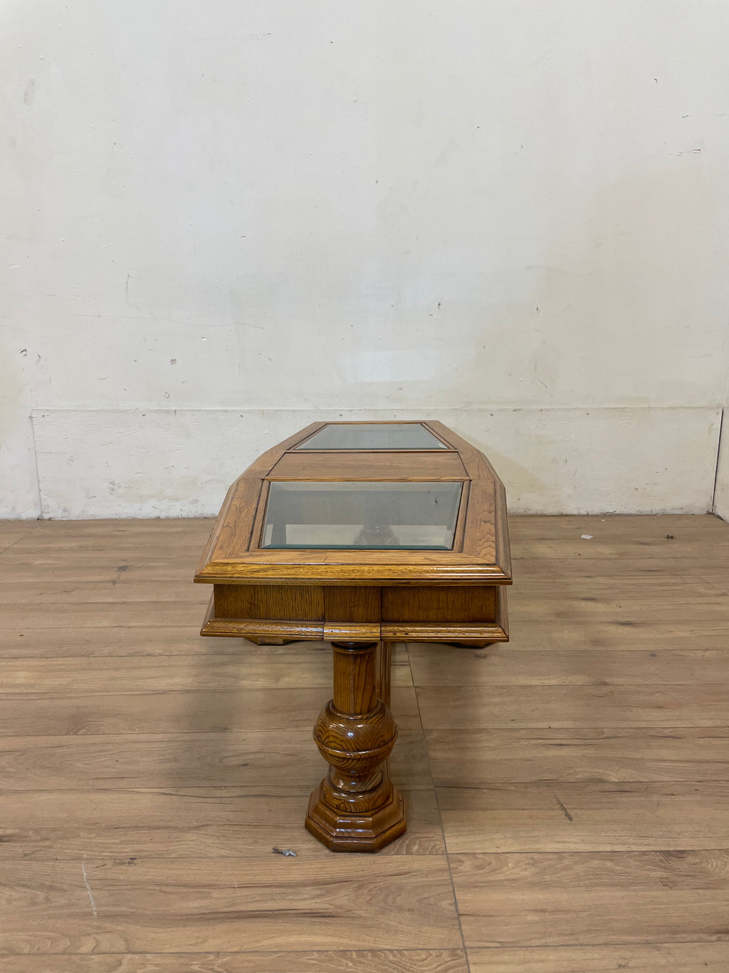 Wood Coffee Table With 2 Glass Inserts