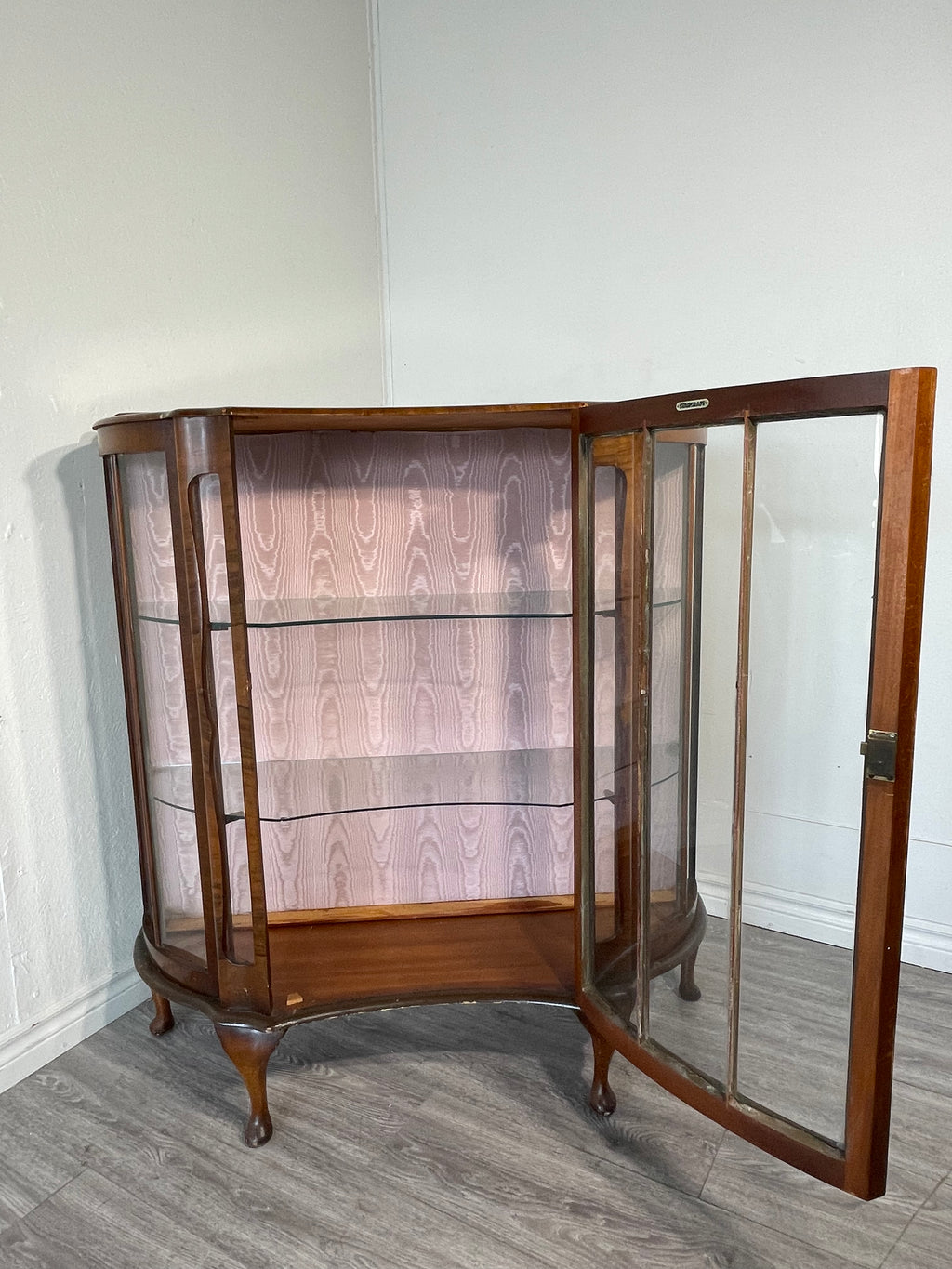 Antique Wood Glass Curio Cabinet