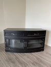 Black Wooden Glass TV Stand Media Cabinet