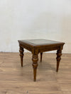 Wood And Wicker Side Table With Glass Insert