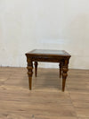 Wood And Wicker Side Table With Glass Insert
