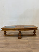 Wood Coffee Table With 2 Glass Inserts