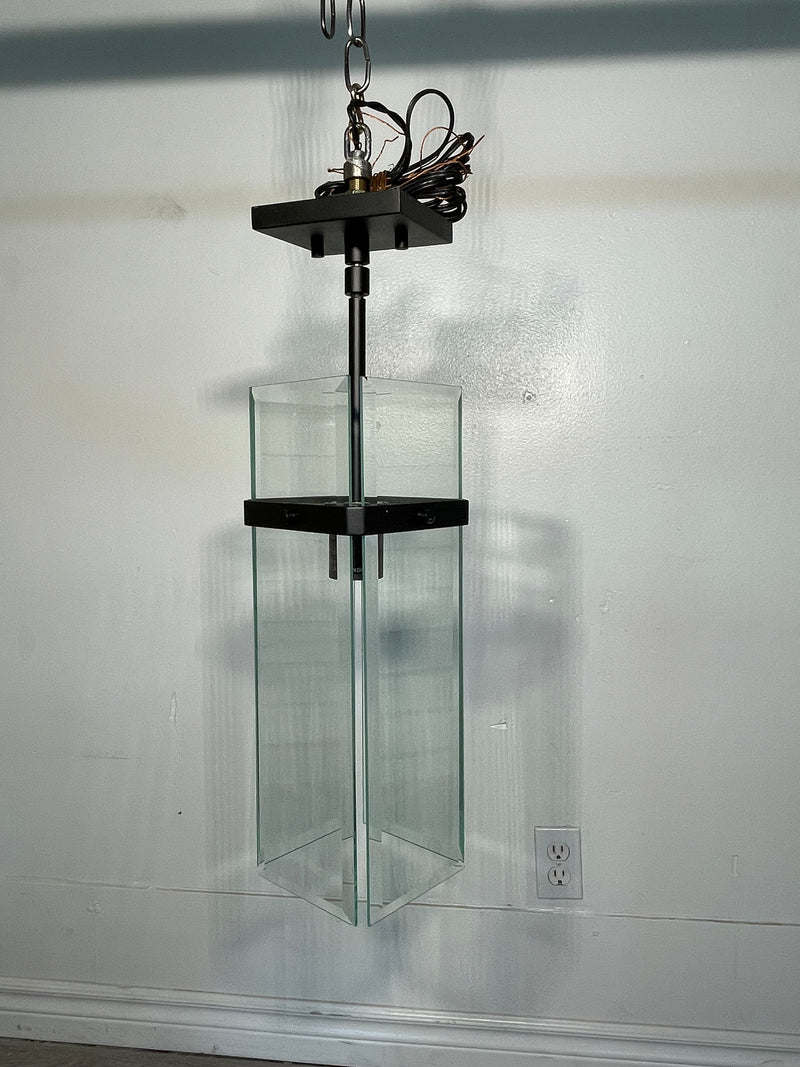 4-pane Black Glass Single Pendent Light