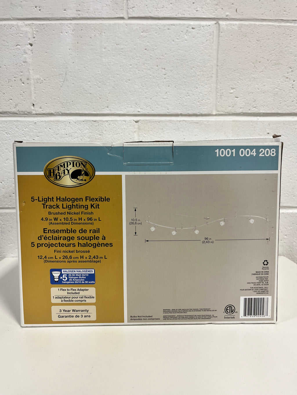 5-Light Flexible Brushed Nickel Linear Track Lighting Kit - White