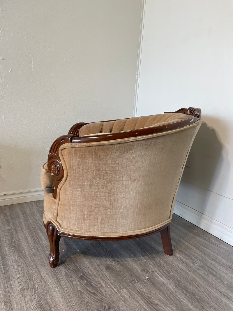 Tan Velvet Tub Accent Chair