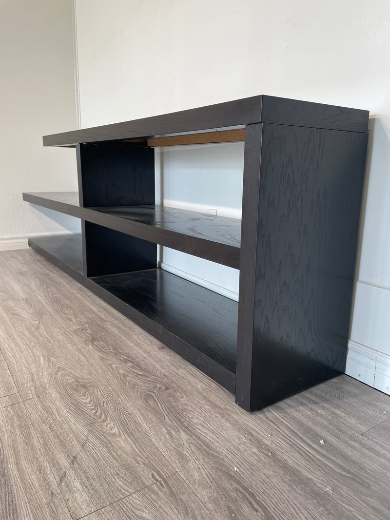 Asymmetrical Dark Brown Wood TV Stand Habitat ReStore GTA
