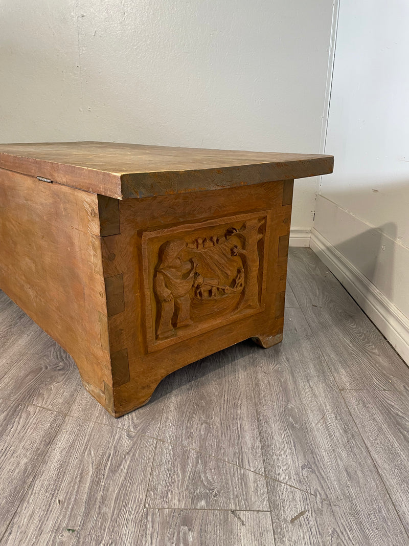 Vintage Carved Wood Chest