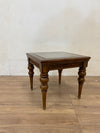 Wood And Wicker Side Table With Glass Insert