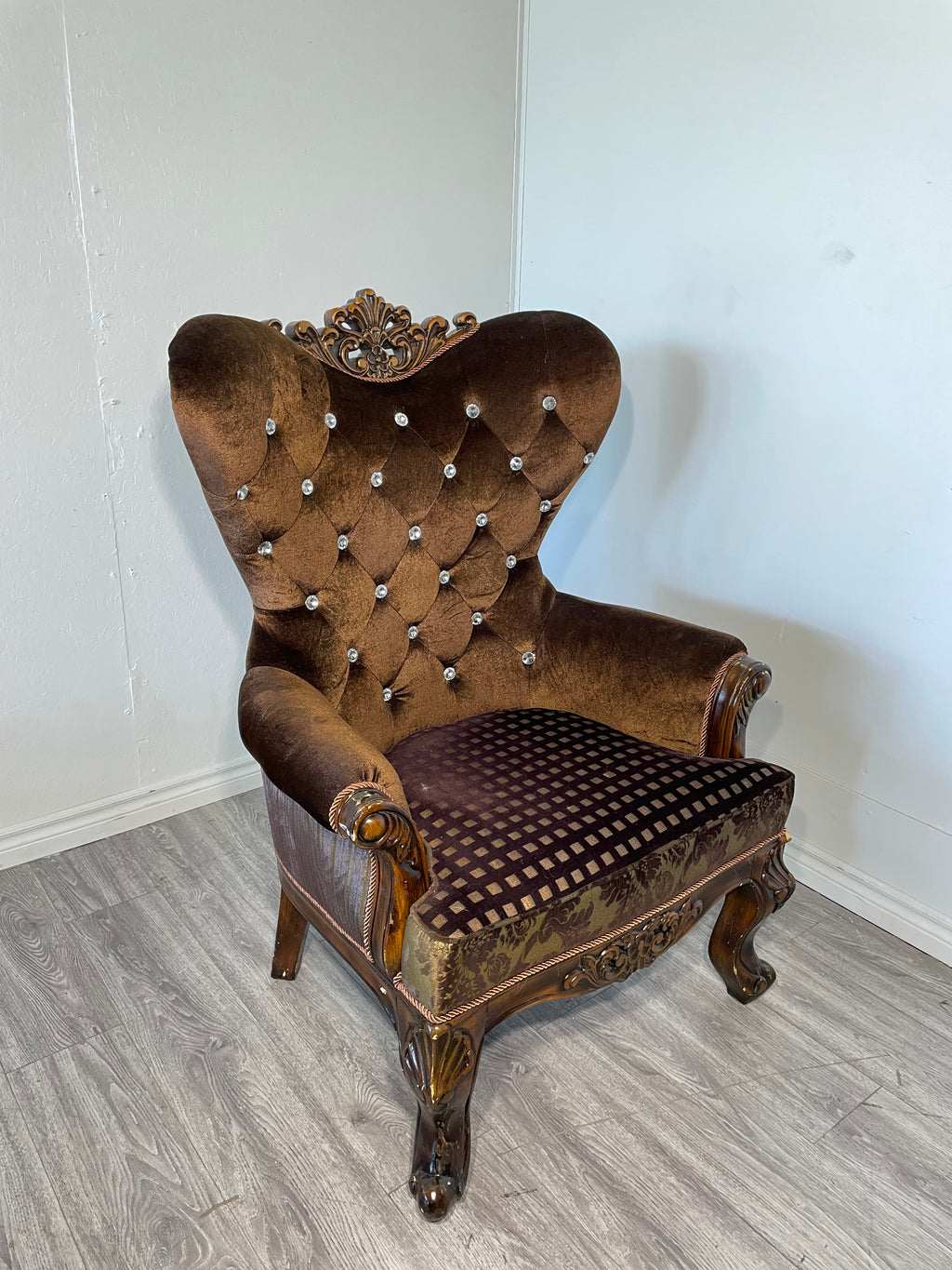 Brown Luxury Bergere Accent Chair #2