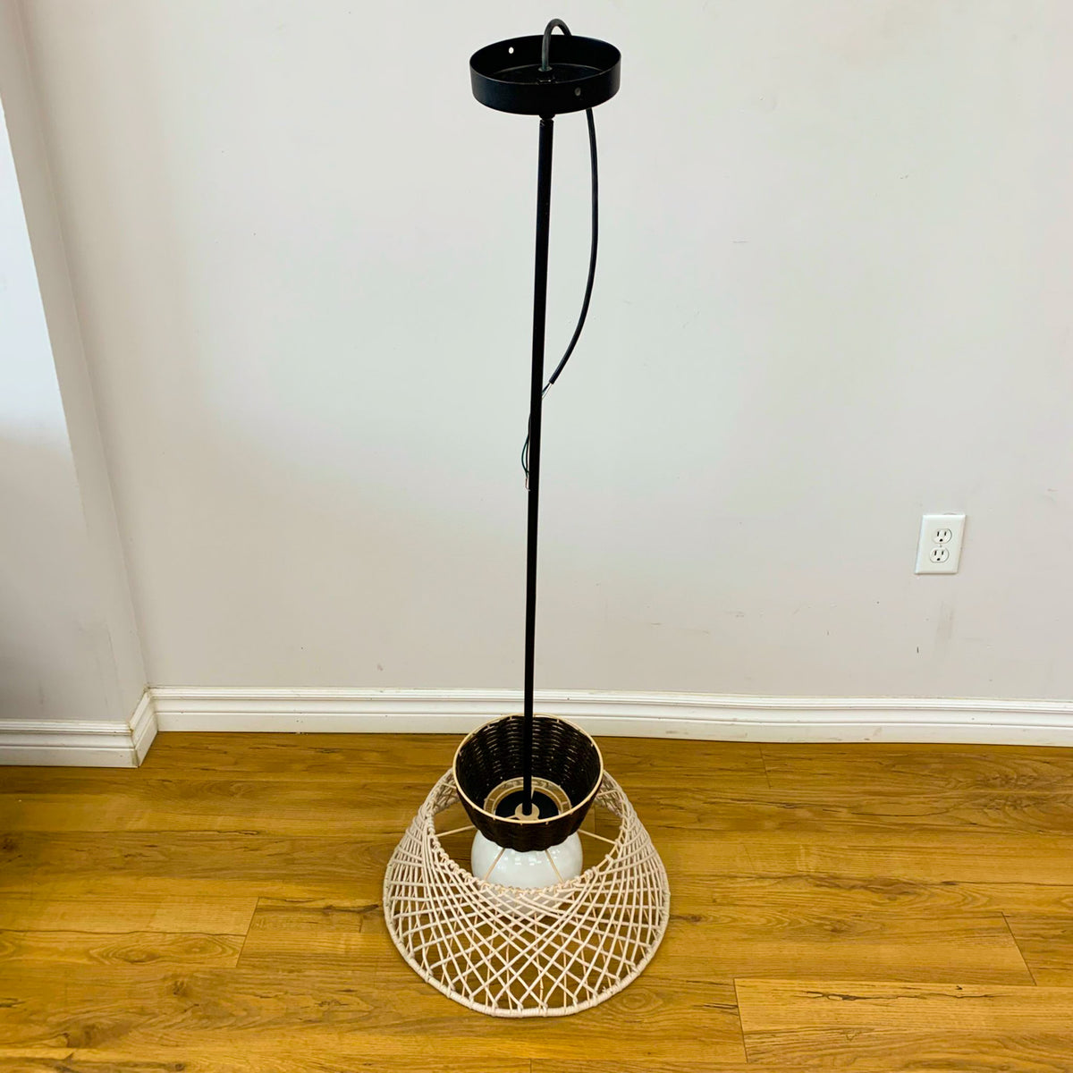 Jelice 1-Light 18-inch Pendant Light in Beige & Brown