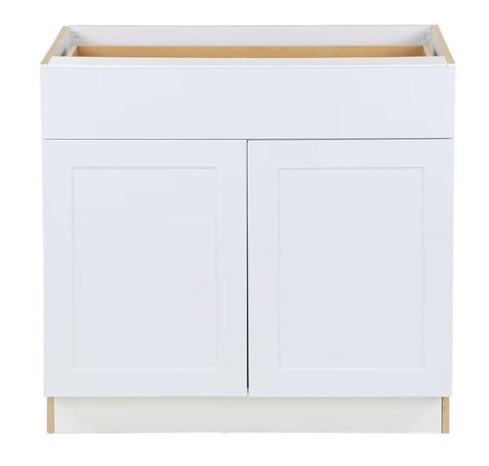 Hampton Bay Edson White Base Cabinet (Cracked Selling As is)