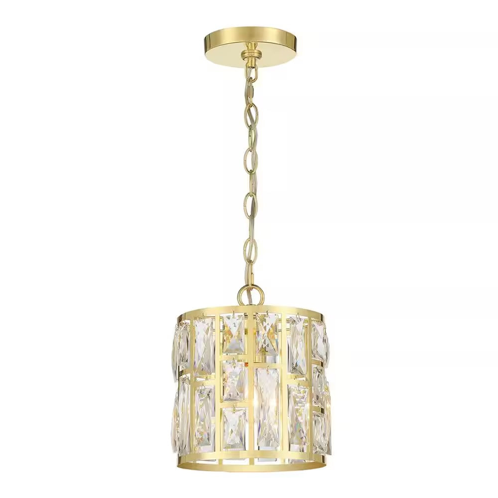 Kristella 1-Light Pendant Light in Soft Gold w/ Clear Crystal Shade