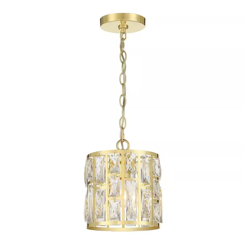 Kristella 1-Light Pendant Light in Soft Gold w/ Clear Crystal Shade