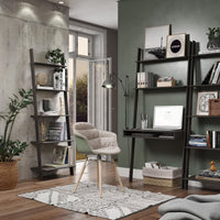 33-inch W Ladder Style Desk and Wall Shelf Unit in Espresso Black