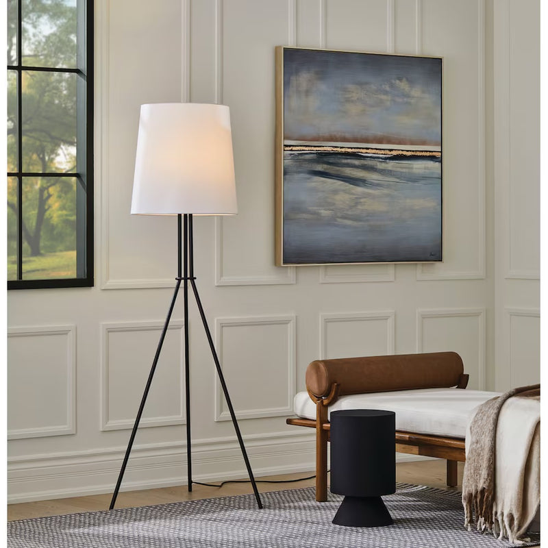 Langley 65-inch Metal Tripod Floor Lamp w/ Fabric Shade