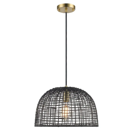 Monteaux 10-inch 1-Light Matte Black Dome Pendant with Metal Shade