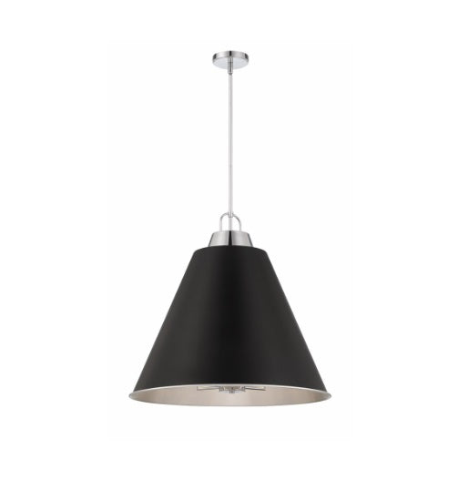 Gluckstein Elements Allegra 6-Light Brushed Nickel Finish with Black Metal Shade Drum Classic Style Hanging Pendant