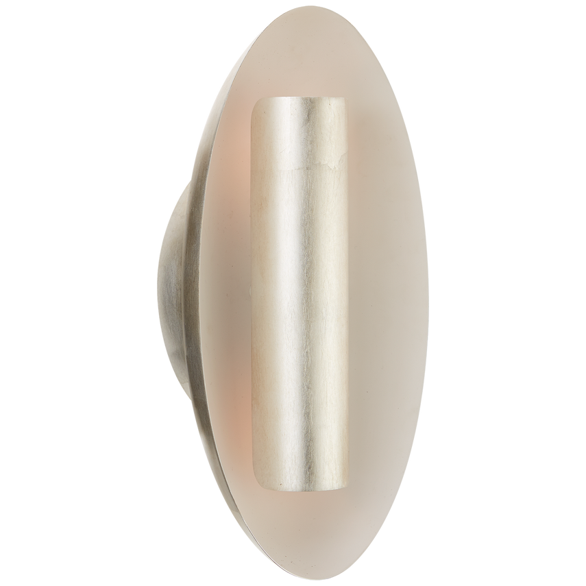 Visual Comfort Aura Medium Oval Sconce in White and Gold