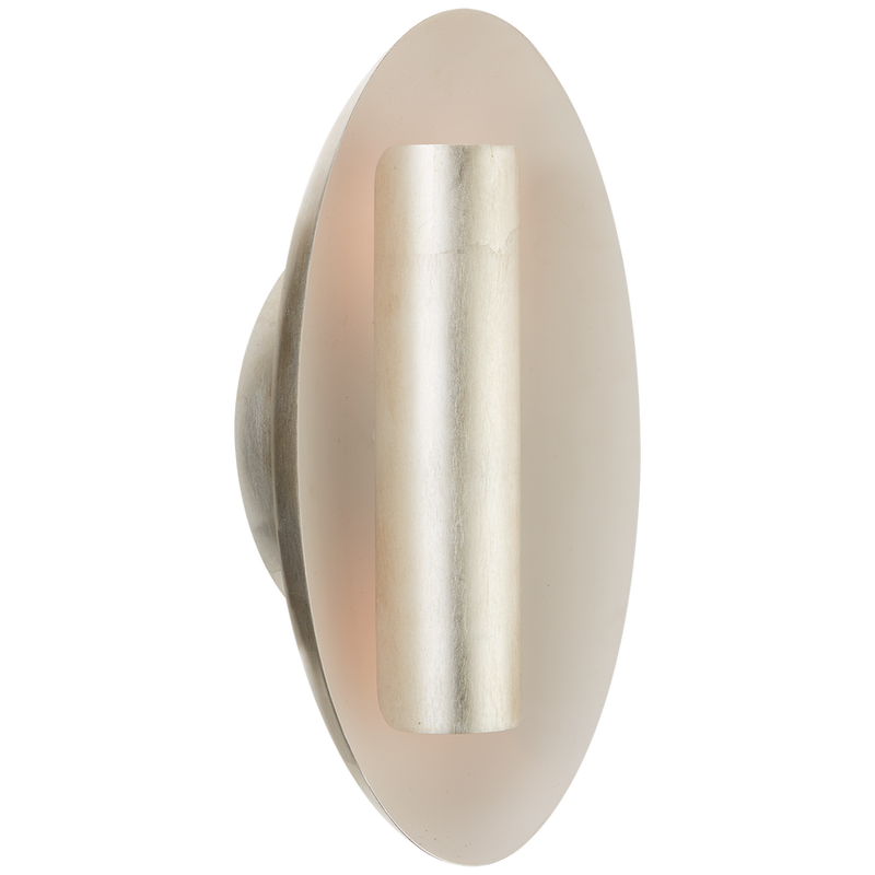 Visual Comfort Aura Medium Oval Sconce in White and Gold