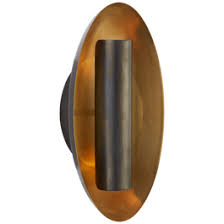 Visual Comfort Aura Medium Oval Sconce in Black and Gold