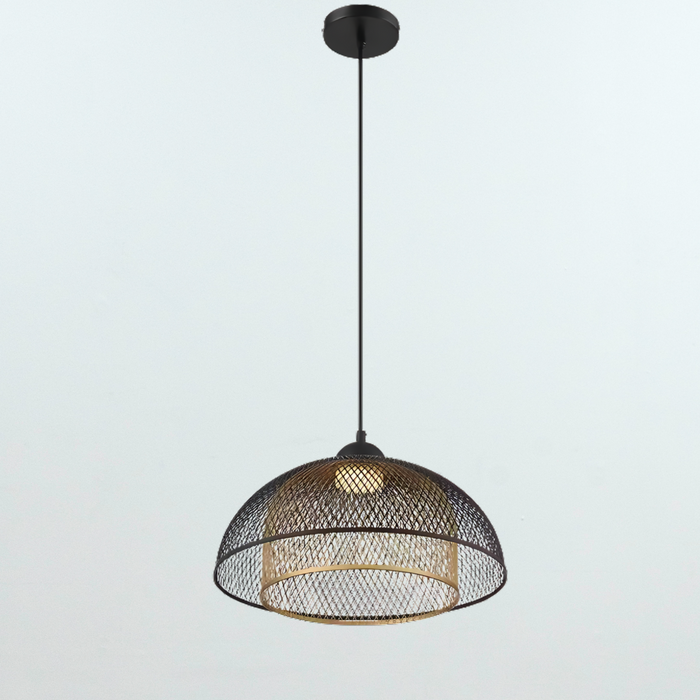 Kenmore Integrated LED Black & Gold Center Bowl Pendant