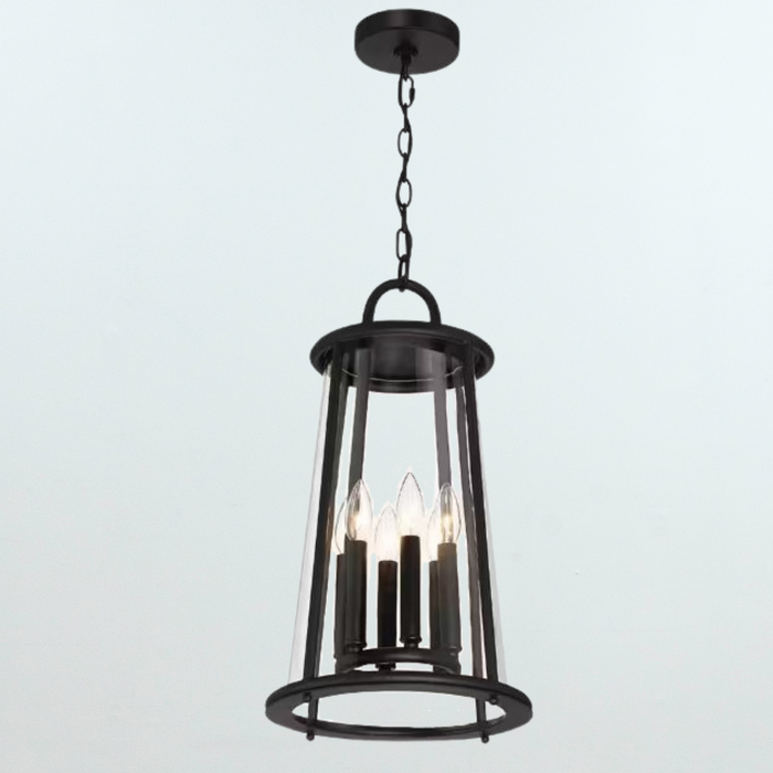 Daulle 6-Light Black Outdoor Pendant Light with Clear Glass