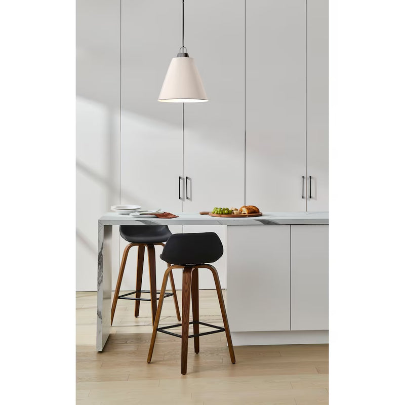 Allegra 1-Light Pendant Brushed Nickel with Chrome Shade