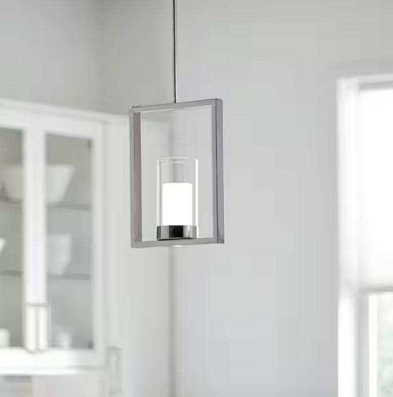 Londra 1-Light LED Mini Pendant in Chrome w/Glass Shade