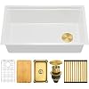 33 inch White Composite Granite Farmhouse Sink With Accessories