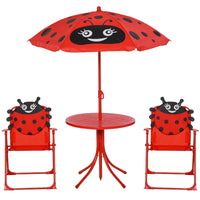 Kids Folding Picnic Table & Chair Set w/Adjustable Sun Umbrella