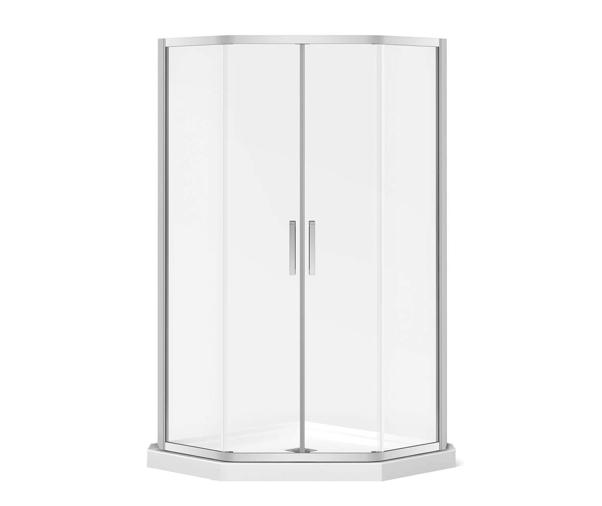 38 x 38 x 71 ½ in. 6 mm Sliding Shower Door with Clear Glass in Chrome Frame