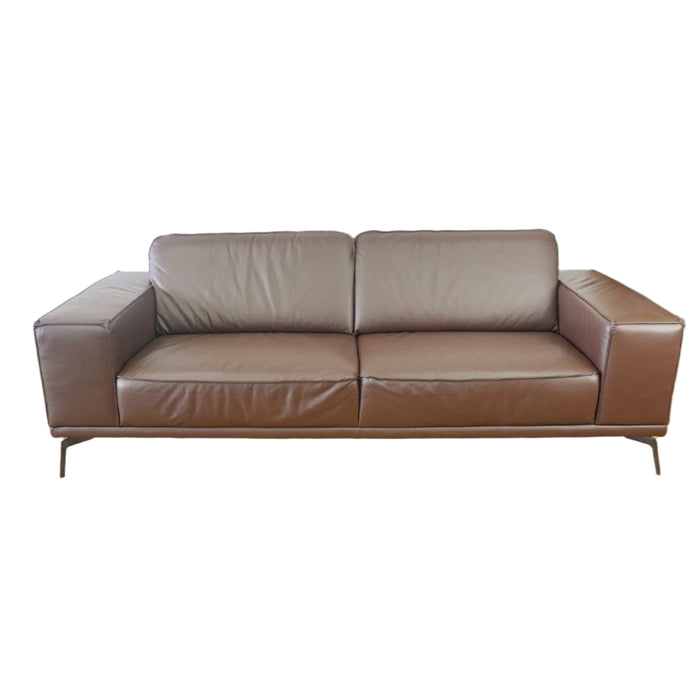 Manhattan 96-inch W Top Grain Leather Sofa in Dark Brown