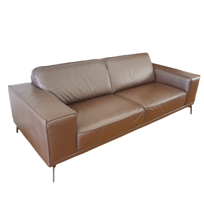 Manhattan 96-inch W Top Grain Leather Sofa in Dark Brown