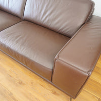 Manhattan 96-inch W Top Grain Leather Sofa in Dark Brown