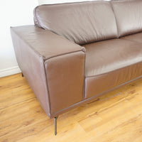 Manhattan 96-inch W Top Grain Leather Sofa in Dark Brown
