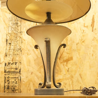 19-inch W Metal Base Table Lamp in Black w/ Plastic Shade