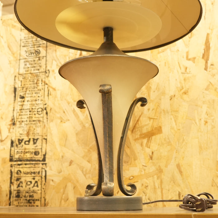 19-inch W Metal Base Table Lamp in Black w/ Plastic Shade