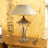 19-inch W Metal Base Table Lamp in Black w/ Plastic Shade