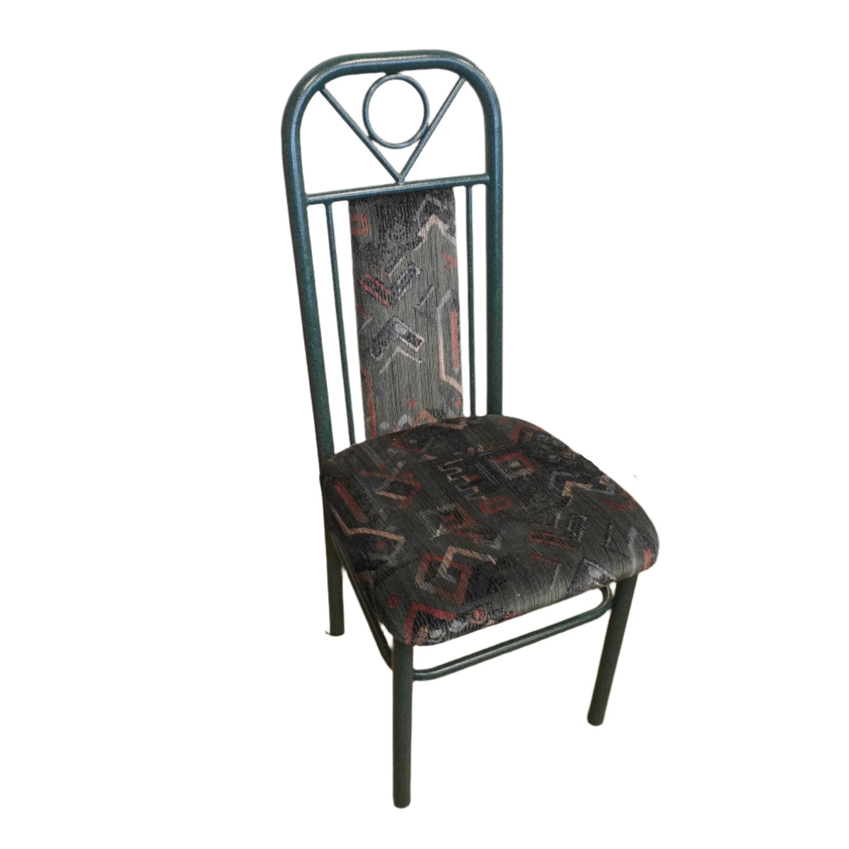 18-inch Metal Frame Upholstered Dining Chair in Dark Green