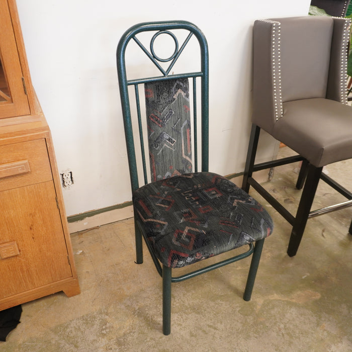 18-inch Metal Frame Upholstered Dining Chair in Dark Green