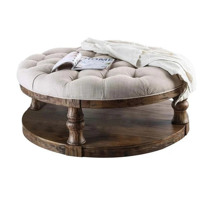 Mika 48-inch Dia. Cushion Top Coffee Table/Ottoman