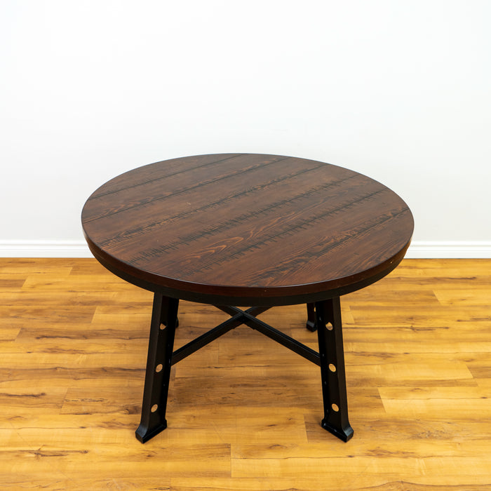 Industrial Wooden Circular Dining Table