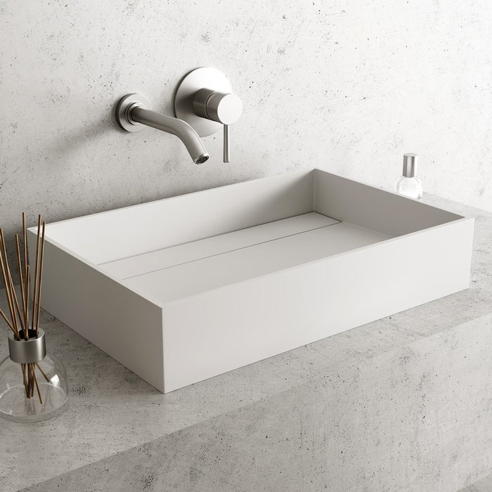 Montauk 23-inch W Stone Rectangular Bathroom Sink in White