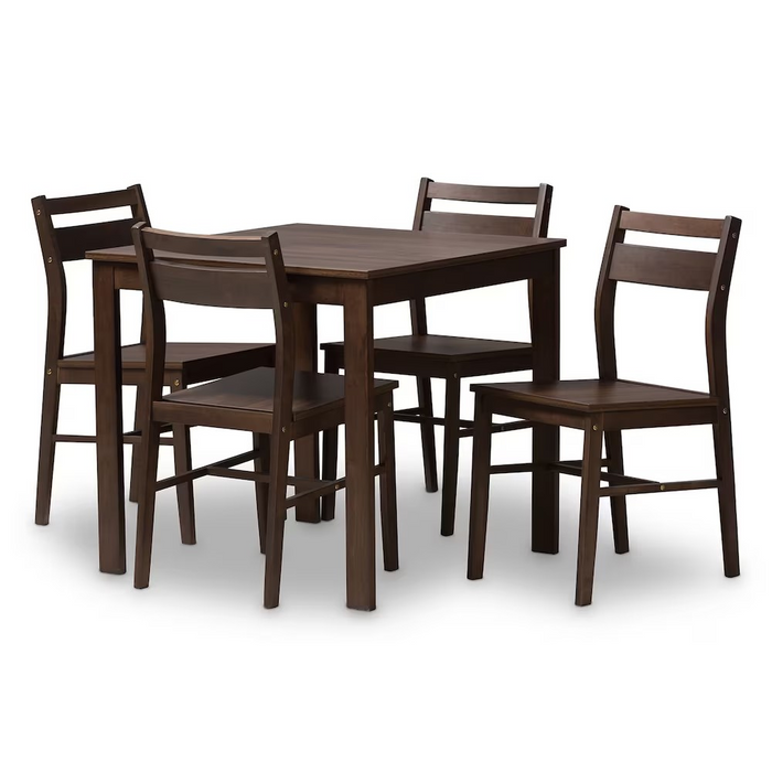 Baxton Studio Lovy 5-Piece Dining Set in Espresso Brown